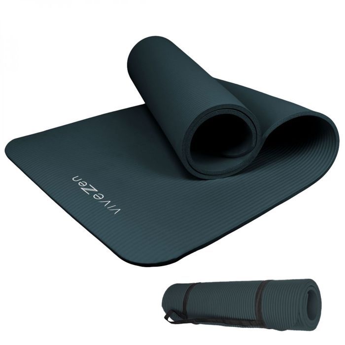 Tapis de yoga, de gym, d'exercices 180 x 60 x 1 cm + sangle de transport - Bleu gris