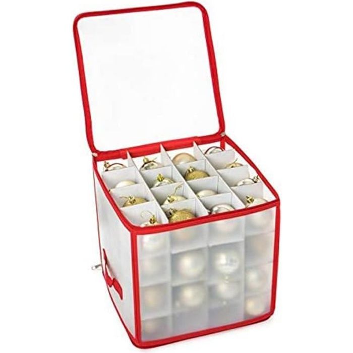 Boîte De Rangement Pour Boules De Noël - 64 Compartiments, Pliable Et Transparente (31x31x29 Cm)