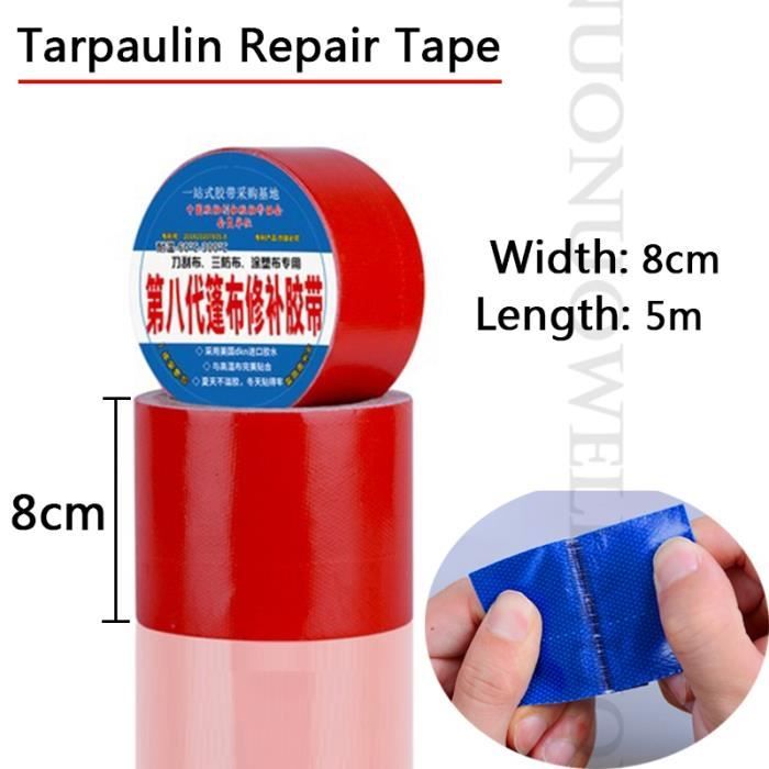 Ruban De Réparation étanche Pour Bâche - 8cm X 5m - Adhésif PVC Fort Pour Tente, Auvent, Toiture