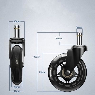 Silencieuses Roues Pivotantes Roulettes de Rechange Pour Chaise de Bureau 11mm x 22mm Rotation à 360 Degrés Sans Rayures Roulettes de Chaise en Caoutchouc Protègent le Sol Lot de 5