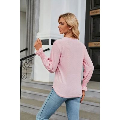 Petit Haut Féminin En Dentelle Rose - Col En V - Taille S - Marque Pinkly - Occasion Très Bon État