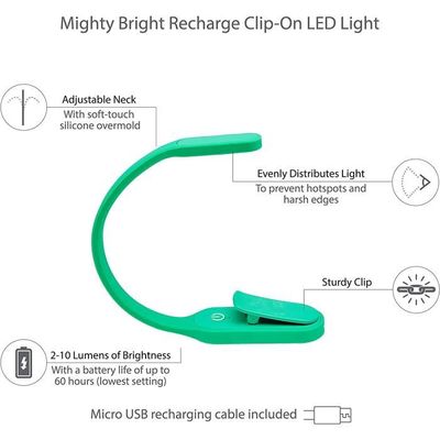 Lampe De Lecture LED Rechargeable Mighty Bright - 3W - Autonomie 13h - Noir Métal