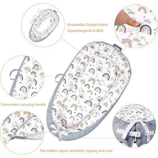 Réducteur De Lit Bébé Cocon Meliboo – Nid D'Ange Respirant Mousseline Coton Cloud Dancer