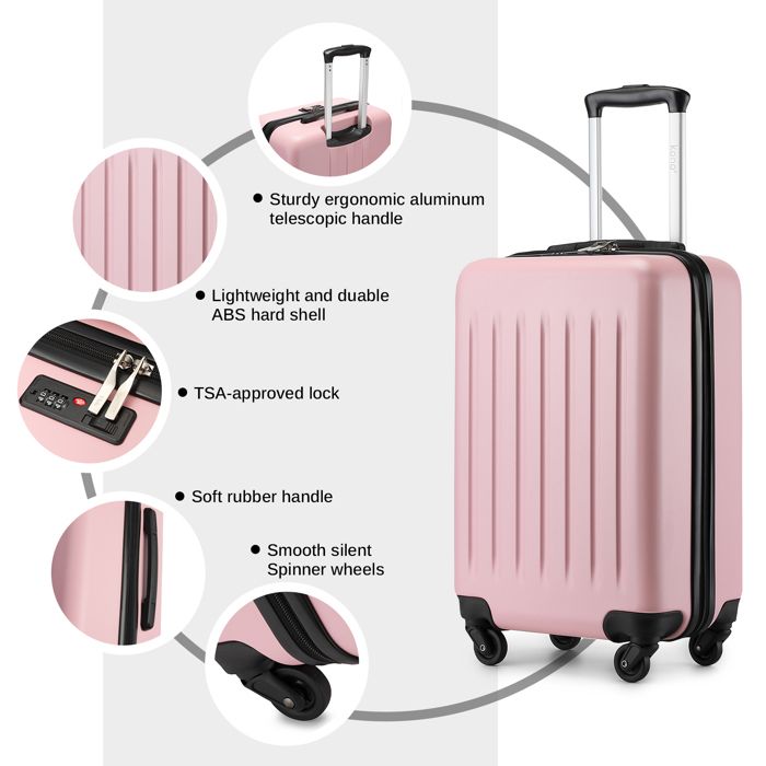 Set Valises Rigides PP Roses 4 Roues – Cabine + Grand – TSA