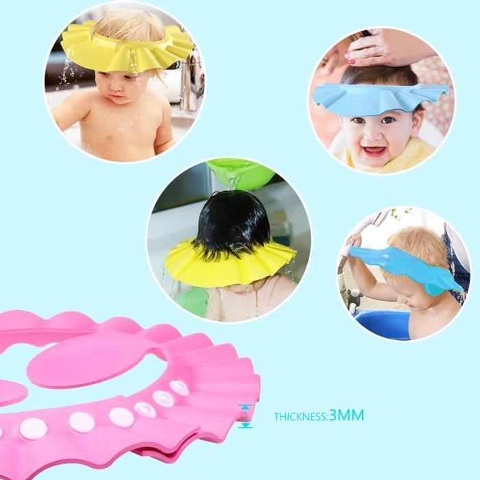 Cape De Bain Bébé LuLiyLdJ - Chapeau Douche Réglable - Protège Yeux/Oreilles 0-6 Ans - Bleu
