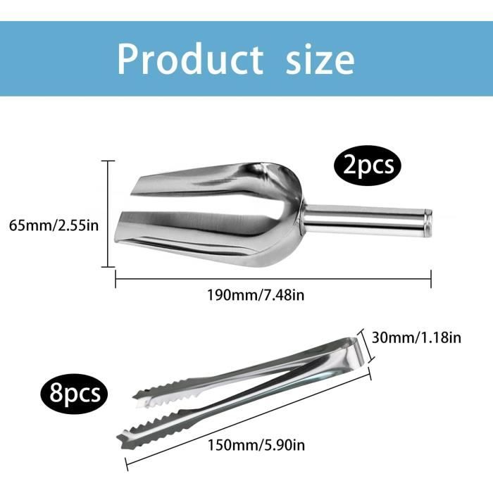 Lot De 10 Pinces à Glaçons En Inox 15.5 Cm - Pour Buffet, Candy Bar, Café, Service Alimentaire, Hygiénique Et Pratique
