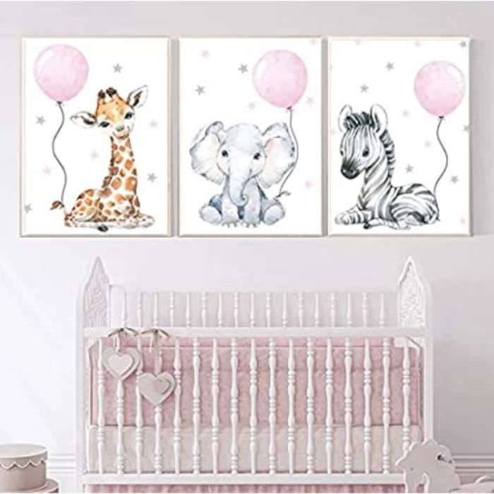 Lot De 3 Affiches Safari Chambre Bébé – 30x40 Cm, Animaux De La Savane (lion, Girafe, éléphant…) – Décoration Murale Enfant