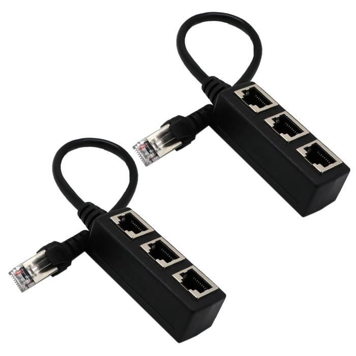 RJ45 1 à 3 Ethernet LAN réseau Câble répartiteur 3 voies Extender  adaptateur connecteur - Électricité et domotique - Achat & prix