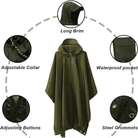 Imperméable réutilisable EVA Poncho à capuche transparent monobloc pour
