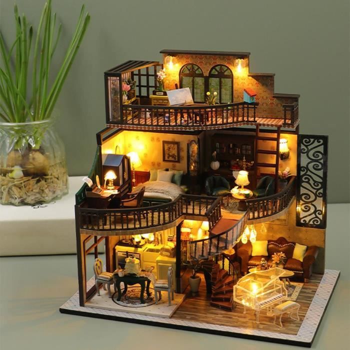 Maquette Maison Miniature pour Adulte Construire,Kit De Maison Poupée  Bricolage,Meublé avec Meubles et Des Lumières LED Modèle de Appartement  Fait La Main Jeu Réflexion : : Jeux et Jouets