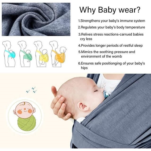 Porte-bébé écharpe Ergonomique AOOWU - Nouveau-nés Jusqu'à 15 Kg, Réglable 138-166 Cm - Forme En C, Confort Portage Ventral