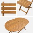 Table de jardin pliable 150cm en bois d'acacia déjà huilé. forme ovale avec 6 chaises pliables -2