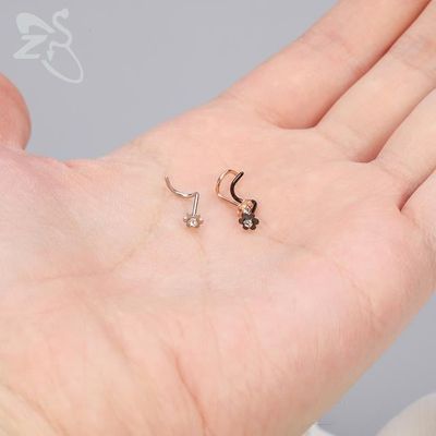 ZS 12 Pièces Piercings Nez Hypoallergéniques Acier Inoxydable 20G Motif Chauve-Souris, Crâne, Citrouille, Tire-Bouchon En Forme De L Argenté Noir Pour Femme Homme (Argenté, Forme En L