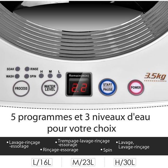 RELAX4LIFE Mini Machine à Laver Capacité 3,5 KG 240 W 6 Cycles de — free download