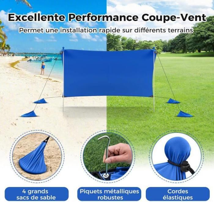 jatour Tente De Plage avec Sac De Sable, Abri Solaire Plage Pliable, Tente De Plage Abri Solaire, Parasol De Plage Anti UV UPF50 avec Sac De Sable Ancres pour Plage Pique-Nique Pêche