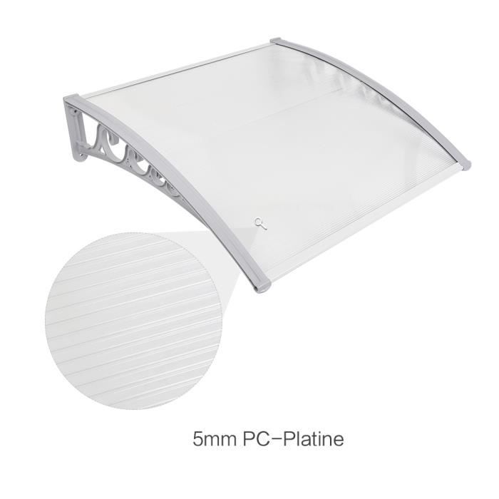 Auvent De Porte Gris Et Transparent 199x90 Polycarbonate
