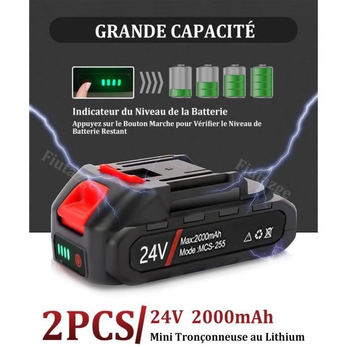 Mini tronçonneuse électrique rechargeable Sans fil，Mini Tronçonneuse à  Batterie, GAGAFEEL 24V 6 pouces 2 Chaînes et 2 Batteries - Cdiscount Jardin