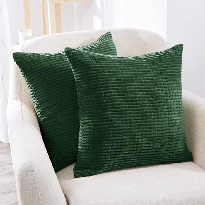 TOP FINEL Lot De 6 Housses De Coussin - Coton Lin - Vert - 45 X 45 Cm