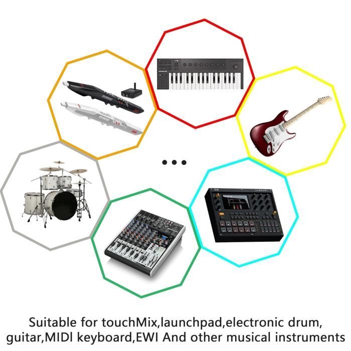 Cavo MIDI DIN 5PIN Femmina-Femmina Da 0,5 Piedi - Per Tastiere, Sintetizzatori E Chitarre