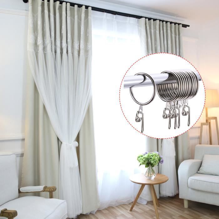 30 Anneaux Rideaux Avec Clips Blancs - Pour Tringle 30mm - Décoration Et Fixation Rideaux