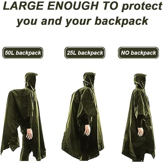 Lot De 3 Ponchos De Pluie Réutilisables En EVA - Noir, Blanc, Jaune - Capuche à Cordon, Léger Et Imperméable