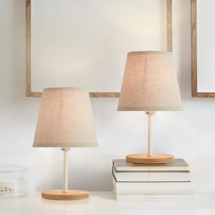 Petite lampe de table de style simple avec abat-jour en lin