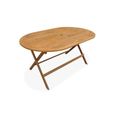 Table de jardin pliable 150cm en bois d'acacia déjà huilé. forme ovale avec 6 chaises pliables -3