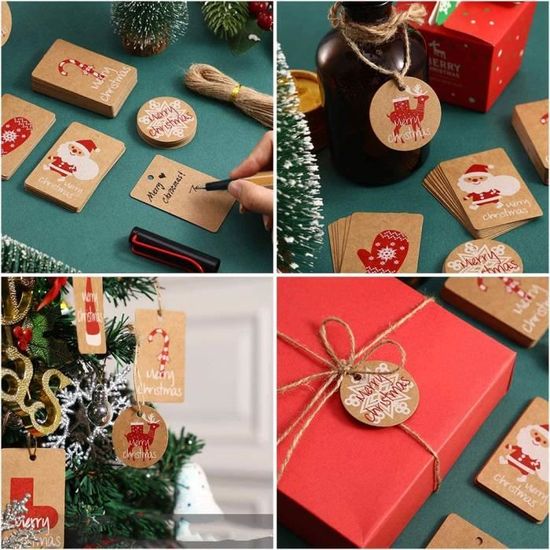 Lot de 10 Grands Sacs Emballage Cadeaux de Noël avec Ruban pour la Fête de Noël Décorations de Vacances Sacs Cadeaux Noël Cadeaux