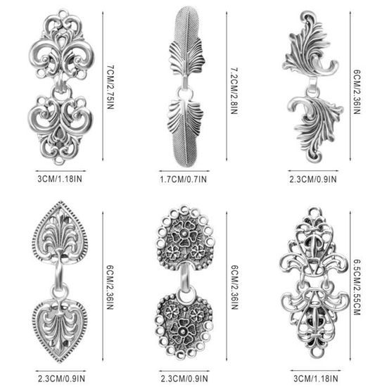 Clips À Cardigan Vintage, 6 Pièces Argent Pince À Pull Clip De Broches