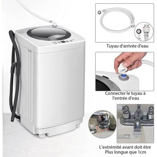 Mini Machine à Laver 2 Cuves RELAX4LIFE - Capacité 8,5 Kg (lavage 6,5 Kg + Essorage 2 Kg) - Compacte Pour Appartement Et Studio - 11