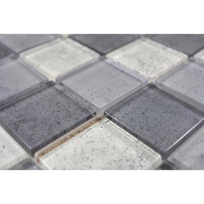 Mosaïque Multiformat Gris Noir - Cristal, Résine Et Pierre - 1 Plaque 88-0210_b