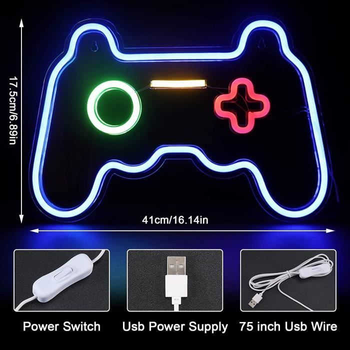 Enseigne Lumineuse Néon Gaming "GAME ZONE" - Alimentation USB, Réglable, Pour Chambre Ado - Décoration Murale Cadeau Gamer