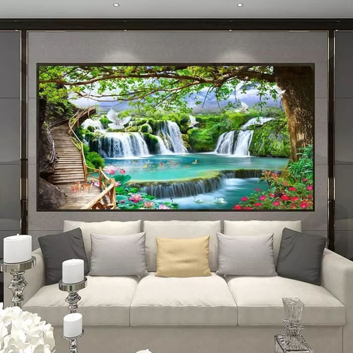 Tapisserie Murale Esthétique Bord De Mer Cascade Paysage 150x130cm - Décor Chambre Salon Dortoir