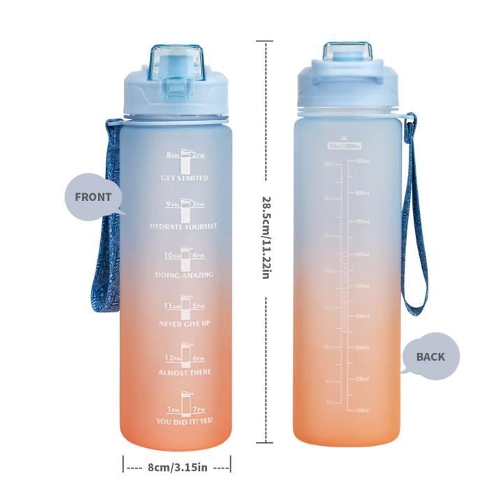 GLEKGLEK Grande Gourde Sport 2.2L Avec Poignée Et Marqueur Temps - Sans BPA Motivation