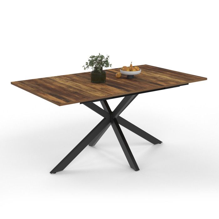 IDMarket - Table à Manger Extensible Alix 160-200 Cm - Plateau Blanc, Pied Araignée Effet Bois - 6 à 10 Personnes