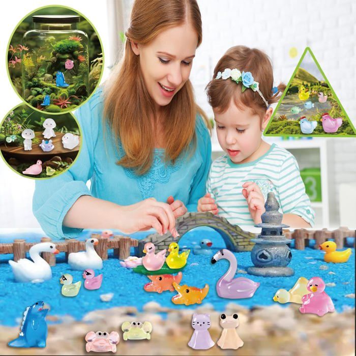 206 Mini Animali In Resina Luminosi XIMISHOP – Set Di 60 Stili Diversi, 1.4-3 Cm, Si Illuminano Al Buio, Per Terrari, Giardini Fatati E Diorami