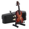 Réplique de violon miniature exquise, modèle de violon miniature avec étui de support, accessoires de maison de poupée, cadeau-0