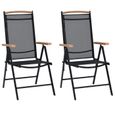 "Top" Chaises de jardin JILI - Fauteuil d'extérieur pliables 2 pcs aluminium et textilène noir,9,65 Kg-0