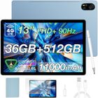 Blackview Mega 8 Tablette Tactile 13.0" 90Hz Écran 36 Go + 512 Go 11000mAh 50MP Android 15 Dual SIM 4G Tablette PC GPS - Bleu