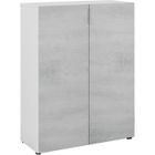 PEGANE Meuble à Chaussures avec 6 étagéres coloris blanc mat - ciment - Hauteur 103 x Longueur 72 x Profondeur 36 cm