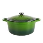 Cocotte Fonte Émaillée ronde VeoHome Verte 6L Ø28cm, Faitout Ultra Résistant,Marmite Compatible Induction-Gaz-Four
