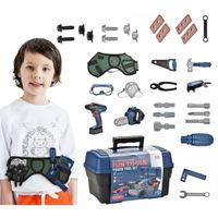 Jouet d'imitation de perceuse électrique pour enfants 31 Pièces Outils Boite a Outil Kit avec Perceuse électrique