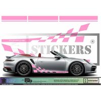 Porsche Bandes Intégrales latérales + capot + toit + hayon - ROSE -Kit Complet  - Tuning Sticker Autocollant Graphic Decals