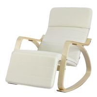 SoBuy® FST16-W Fauteuil à Bascule Avec Repose-pied Réglable Design Rocking Chair Fauteuil Relax Bouleau Flexible