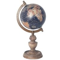 Décoration Mini Globe Terrestre - Pied en bois - Marron - Mixte - Adulte - Intérieur - Bois, Plastique