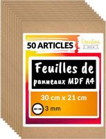 Feuille Planche Panneau Bois Brut - Creative Deco - 50 x A4 MDF 300 x 210 x 3 mm
