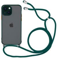 Coque Cordon pour iPhone 14 Vert Nuit Semi-Transparente Rigide Effet Mat