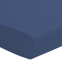 Drap housse coloré 100% coton - Bonnet 25cm - Bleu - 160x200 cm