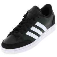 Chaussures basses cuir ou simili Grand court noir h - Adidas - Mixte - Lacets - Plat
