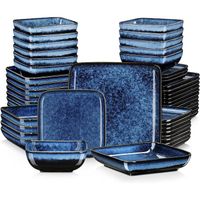 Service de Table 48 Pièces, vancasso Assiette, Série STERN-B Argile de poterie émaillée au four - Bleu